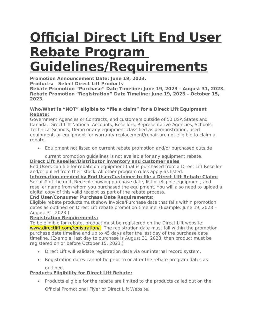 Rebate Program